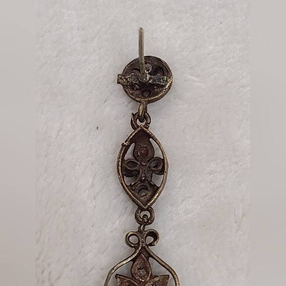 Antique Paste Chandelier Earrings With Clear & Red Stones ***READ DESCRIPTION*** - Picture 13 of 16